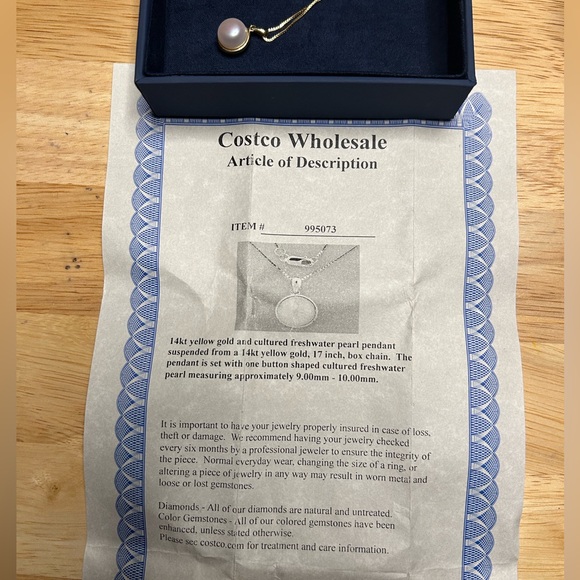 Freshwater Cultured 9-10 mm Pearl 14kt Yellow Gold Bezel Pendant - Picture 6 of 6